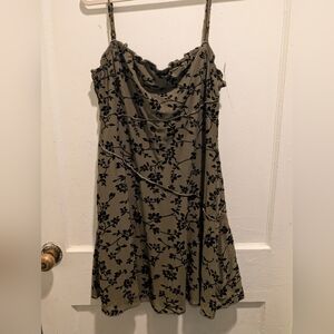 SHEIN Strapless Olive and Black Floral Dress
